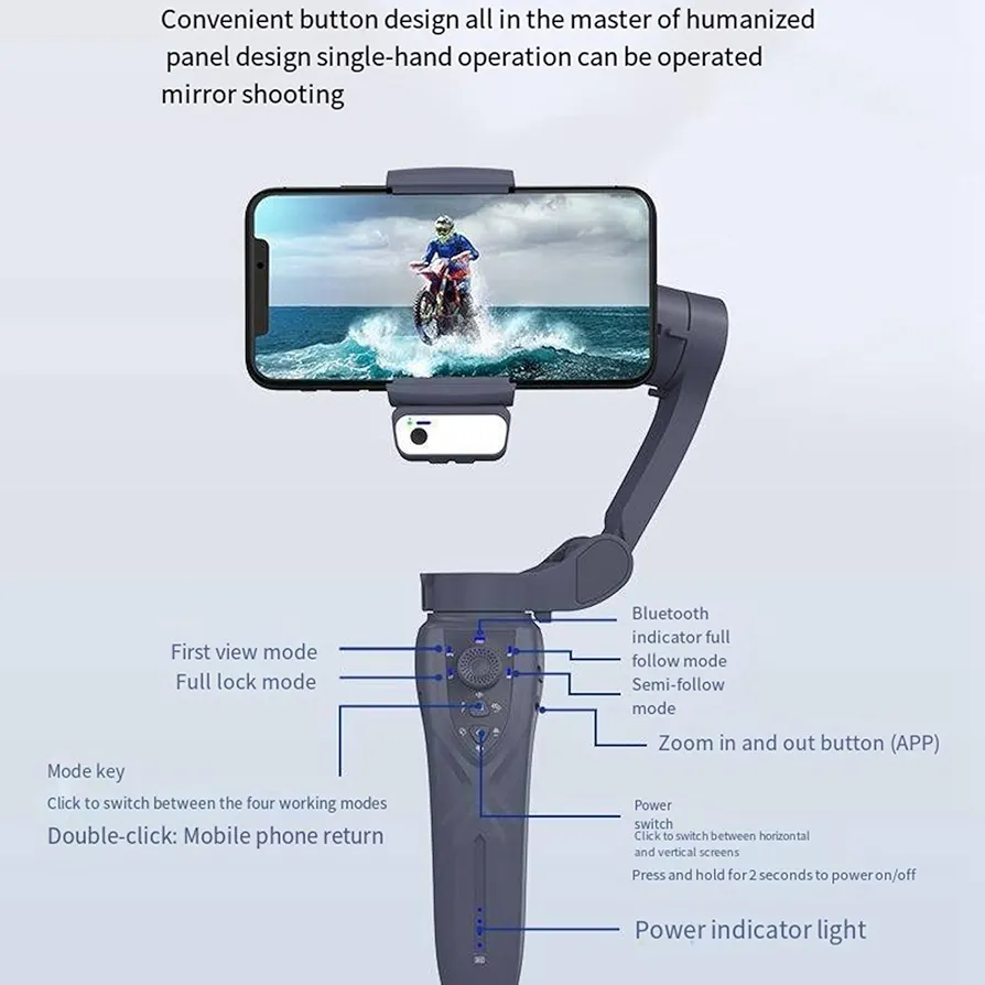 گیمبال موبایل و دوربین اکشن مدل f12 3-axis foldable gimbal